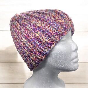 Chunky Ribbed Crochet Violet Beanie Hat